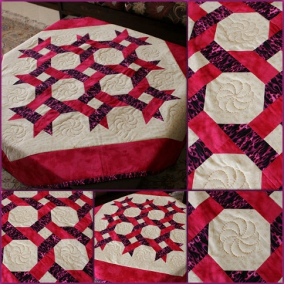 رومیزی چهل تکه دوزی طرح گره دست دوز